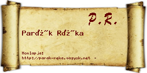 Parák Réka névjegykártya